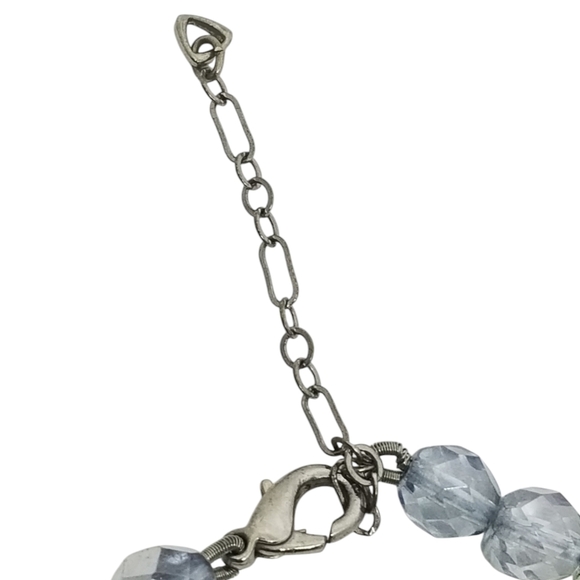 VINTAGE DAINTY BLUE, GREEN & CRYSTAL COLOR FACETED GLASS BEAD NECKLACE - Picture 7 of 7